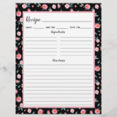 Rosa Rose Blumenmuster Rezeptbinderseite (Rückseite)