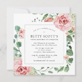 Rosa Rose Blumenplatz 100. Geburtstagsparty Einladung (Vorderseite)