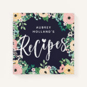 Rosa Rose Blumenrahmen Rezepte Notizblock (Vorderseite)