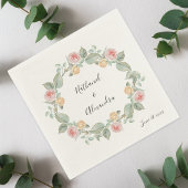 Rosa Rose Blumenreath Sommer Hochzeit Napkins Serviette