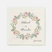 Rosa Rose Blumenreath Sommer Hochzeit Napkins Serviette (Vorderseite)