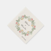 Rosa Rose Blumenreath Sommer Hochzeit Napkins Serviette (Ecke)