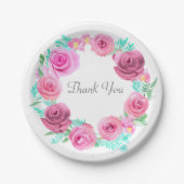 Rosa Rose Blumenregen Pappteller (Vorderseite)