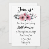 Rosa Rose Blumenstrauß Dusche Einladung (Vorne/Hinten)