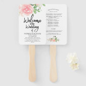 Rosa Rose Blumenwasser Hochzeitsprogramm Fächer (Vorne und Hinten)
