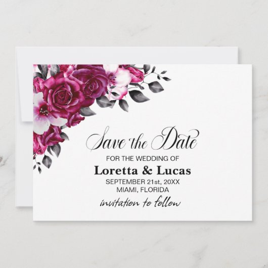 Rosa-Rose-BlumenWedding Save the Date (Vorderseite)