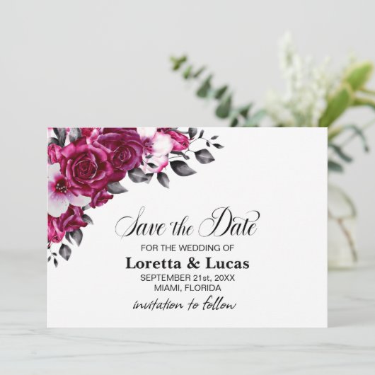 Rosa-Rose-BlumenWedding Save the Date (Stehend Vorderseite)