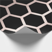 Rosa Rose Blush Black Geometry Honeycomb Hexagon Geschenkpapier (Ecke)