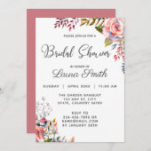 Rosa Rose Blush Blumendusche Einladung (Vorne/Hinten)