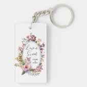 Rosa Rose Blush Blumenrahmen Hochzeitsstimmung Sch Schlüsselanhänger (Rückseite)
