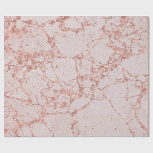 Rosa Rose Blush Glitzer Marmorleuchte Geschenkpapier (Flach)