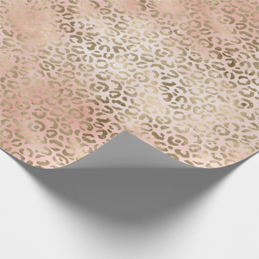 Rosa Rose Blush Gold Leopard Print Geschenkpapier (Ecke)