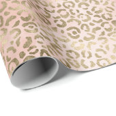 Rosa Rose Blush Gold Leopard Print Geschenkpapier (Rolleneckpunkt)
