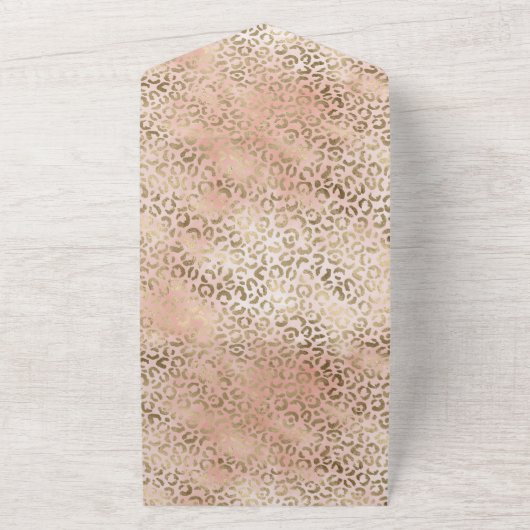 Rosa Rose Blush Gold Leopard Tierwerbung   All In One Einladung (Außenbereich)