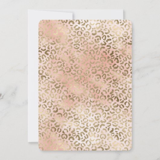 Rosa Rose Blush Gold Leopard Tierwerbung     Einladung (Rückseite)
