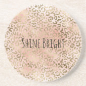 Rosa Rose Blush Gold Leopard Tierwerbung Getränkeuntersetzer (Vorne)