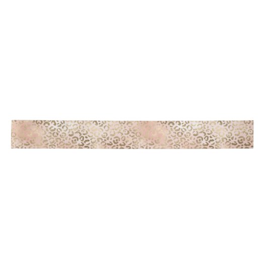 Rosa Rose Blush Gold Leopard Tierwerbung Satinband (Vorderseite)