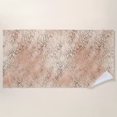 Rosa Rose Blush Gold Leopard Tierwerbung Strandtuch (Vorderseite)