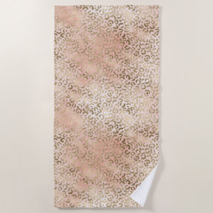 Rosa Rose Blush Gold Leopard Tierwerbung Strandtuch
