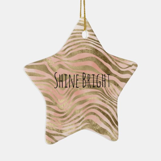 Rosa Rose Blush Gold Leopard Zebra Animal Print Keramik Ornament (Rechts)