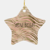 Rosa Rose Blush Gold Leopard Zebra Animal Print Keramik Ornament (Vorne)
