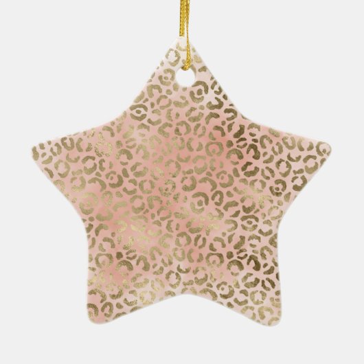 Rosa Rose Blush Gold Leopard Zebra Animal Print Keramik Ornament (Hinten)