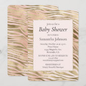 Rosa Rose Blush Gold Zebra Animal Print Einladung (Vorne/Hinten)