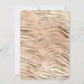 Rosa Rose Blush Gold Zebra Animal Print Einladung (Rückseite)