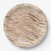 Rosa Rose Blush Gold Zebra Animal Print    Pappteller (Vorderseite)