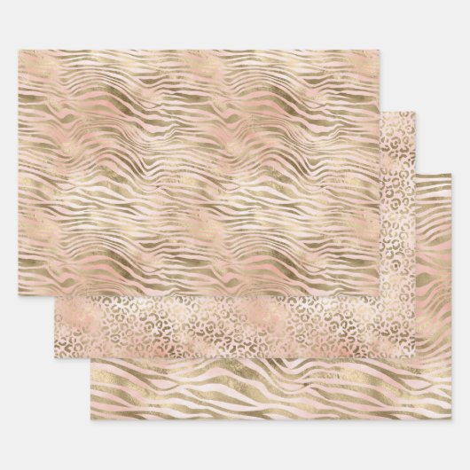 Rosa Rose Blush Gold Zebra Geschenkpapier Set (Set)
