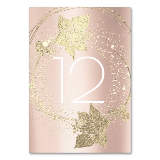 Rosa Rose Blush Goldrausch Vertikale Tischnummer (Rückseite)