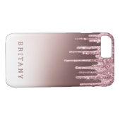 Rosa Rose Blush Lila Glitzer Name Case-Mate iPhone Hülle (Rückseite (Horizontal))