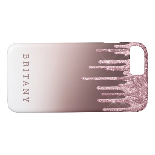 Rosa Rose Blush Lila Glitzer Name Case-Mate iPhone Hülle (Rückseite (Horizontal))