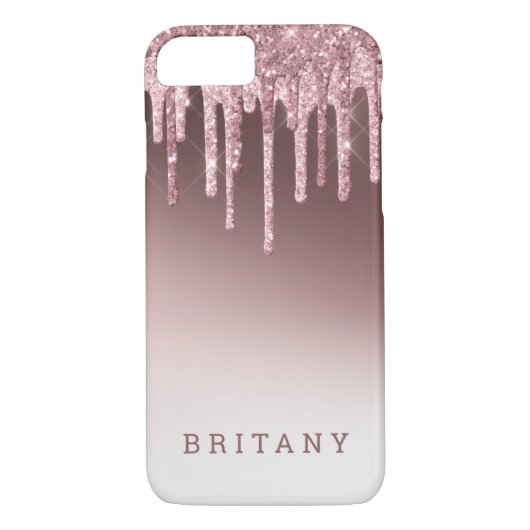 Rosa Rose Blush Lila Glitzer Name Case-Mate iPhone Hülle (Rückseite)