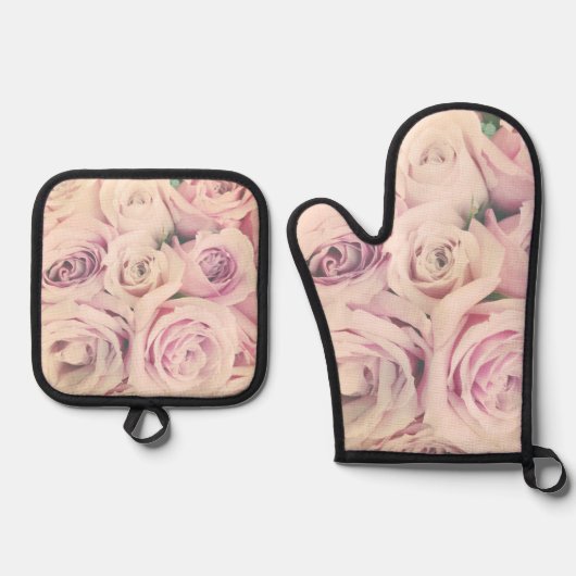 Rosa Rose Blush Oven Mitt und Pot Holder Set (Vorderseite)