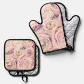 Rosa Rose Blush Oven Mitt und Pot Holder Set (Vorderseite/Rückseite)