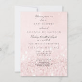 Rosa Rose Blush Pastel Glitzer Girl Babydusche Einladung (Vorderseite)