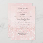 Rosa Rose Blush Pastell Glitzer Brautparty Einladung (Vorne/Hinten)