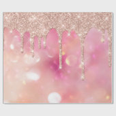 Rosa Rose Blush Spark Powder Tropfen Glitzer Brida Geschenkpapier (Flach)