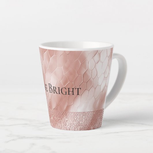 Rosa Rose Blush Sparkle Glam Tier Milchtasse (Rechte Ecke)