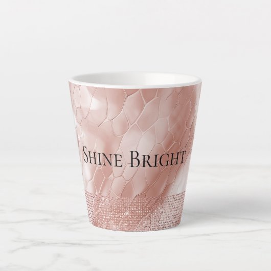 Rosa Rose Blush Sparkle Glam Tier Milchtasse (Vorderseite)