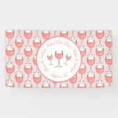 Rosa Rosé Blush Wine Glass Hochzeitsstich Brautpar Banner (Horizontal)