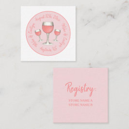 Rosa Rosé Blush Wine Glass Hochzeitsstich Brautpar Begleitkarte