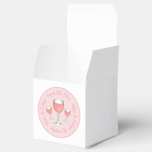 Rosa Rosé Blush Wine Glass Hochzeitsstich Brautpar Geschenkschachtel (Geöffnet)