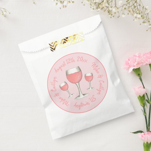 Rosa Rosé Blush Wine Glass Hochzeitsstich Brautpar Geschenktütchen (Versiegelt)