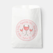 Rosa Rosé Blush Wine Glass Hochzeitsstich Brautpar Geschenktütchen (Vorderseite)