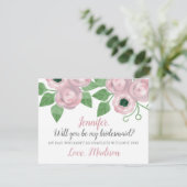 Rosa Rose Blüte wird meine Bridesmaid sein Einladung (Stehend Vorderseite)
