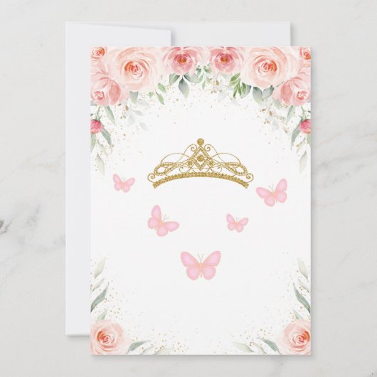 Rosa Rose Blütenblume Quinceñera Butterfly Einladung (Rückseite)