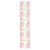 Rosa,Rose,Boho,Trellis,Aquarell-Blume Kurzer Tischläufer (Vorderseite)