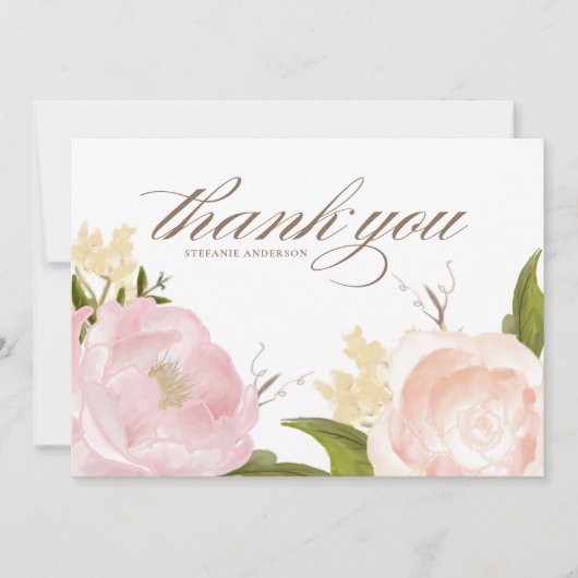 Rosa Rose Botanischer Abschluss Dankeskarte (Vorderseite)